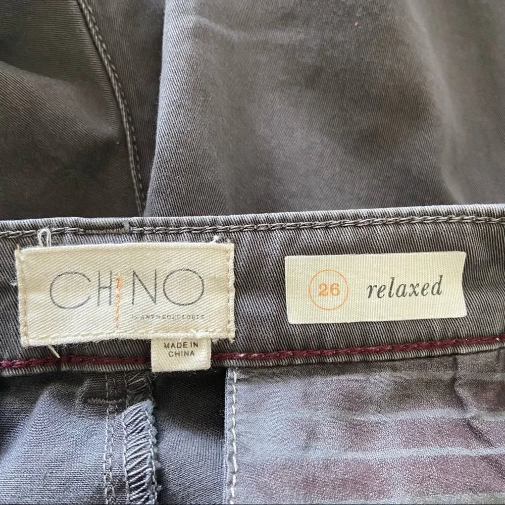 Anthropologie-chino Dark Grey Aztec Side Stripe Trouser (Size:26) - Picture 10 of 10